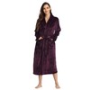 RONGTAI Womens Bathrobe Ladies Fleece Plush Warm Long Robes （Large,Dark