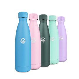 Stainless Steel Water Bottle, 500 ml, Double-Walled Thermos Flask, BPA-Free, Leak-Proof, Thermal Water Bottle, Insulated Bottle for School, Office, Fitness, Sports, Bike, Travel, Running,