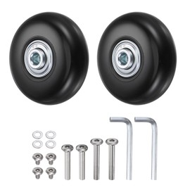 HiPicco Luggage Suitcase Replacement Wheels, 45x18mm Rubber Swivel Caster Bearings Repair Kit - Include 2 PU Bearing Wheels & Washers, Wrenches & Axle Screw for Trolley Bag, Caster Board