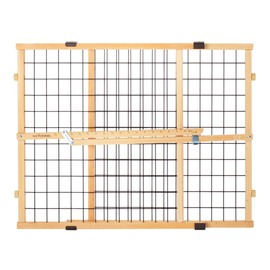 MYPET North States Wire Mesh Dog Gate: 26.5-42" Wide. Pressure Mount. No Tools Needed. Dog Gate 23" Tall, Expandable, Durable Dog Gates for Doorways, Sustainable Hardwood