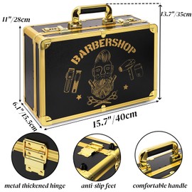 Goaste Professional Barber Supplies Case, 15.7" Barber Carrying Case with Code Lock, Double Layer Hairdresser Tool Box Organizer, Portable Travel Carrying Cases for Hair Stylist & Pet Groomer (Gold)