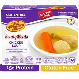 KJ Poultry Kosher for Passover Gluten Free Meals, Chicken Soup with Non Gebrokts Matzo Balls, Halal, (1 Pack) Prepared Entree Fully Cooked, Shelf Stable Microwave Dinner, Travel Military Camping