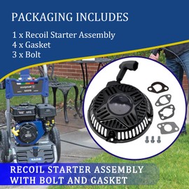 wfsulee Recoil Starter Assembly with Bolt and Gasket Fit for Westinghouse 212cc WPX2700 WPX3200 WPX3400 WPX3600 Pressure Washer Engine, for DuroStar 208cc 210cc 224cc DS4000S Generator