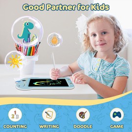 LCD Writing Tablet Dinosaur Toys for Kids, 8.8 Inch Colorful Writing Drawing Tablet with Lock & Erase Button, Portable Travel Toys Learning Gifts for 3 4 5 6 7 8 9 Boys and Girls Toddlers - Blue