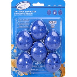 Air Jungles 3-in-1 Ocean Scent Odor Eliminator Balls, 6 Count, Deodorizing and Odor Remover Balls for Shoes, Gym Bags, Lockers, Closets, Hampers, and Drawers, Essential Oil Air Freshener Twist Ball