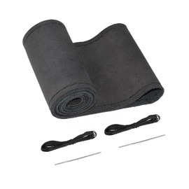 BELINOUS Suede Leather Steering Wheel Cover, DIY Stitch-On Steering Wheel Wrap with Needle & Thread, Non-Slip & Sweat-Absorbing, Universal Fit for 13.75-16 Inch (Size S5, Black)