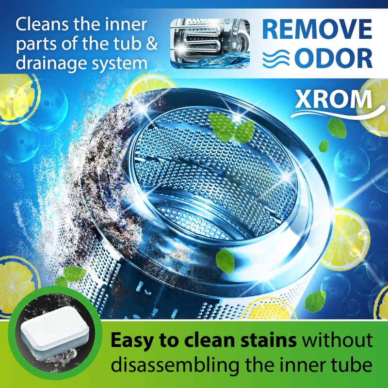 XROM High Efficiency Washing Machine Cleaner Tablets 3 in 1