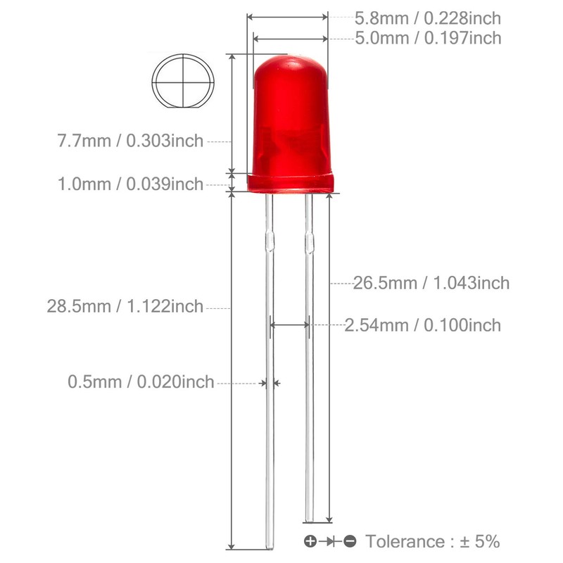 CHANZON 100 pcs 5mm Blinking Red LED Diode Lights 1.5Hz