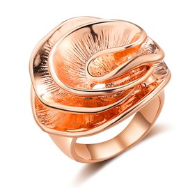 Mytys Cocktail Rings for Women Fashion 18K Gold Plated & Silver Flower Statement Ring Wedding Engagement Party Jewelry Gift (Rose Gold, 7)