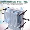 Leinuosen Pool Towel Holder Rack Outdoor Black Foldable with Wheels
