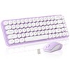 MIKIBY i68 Wireless Typewriter Keyboard and Mouse Combo,Purple Keyboard with
