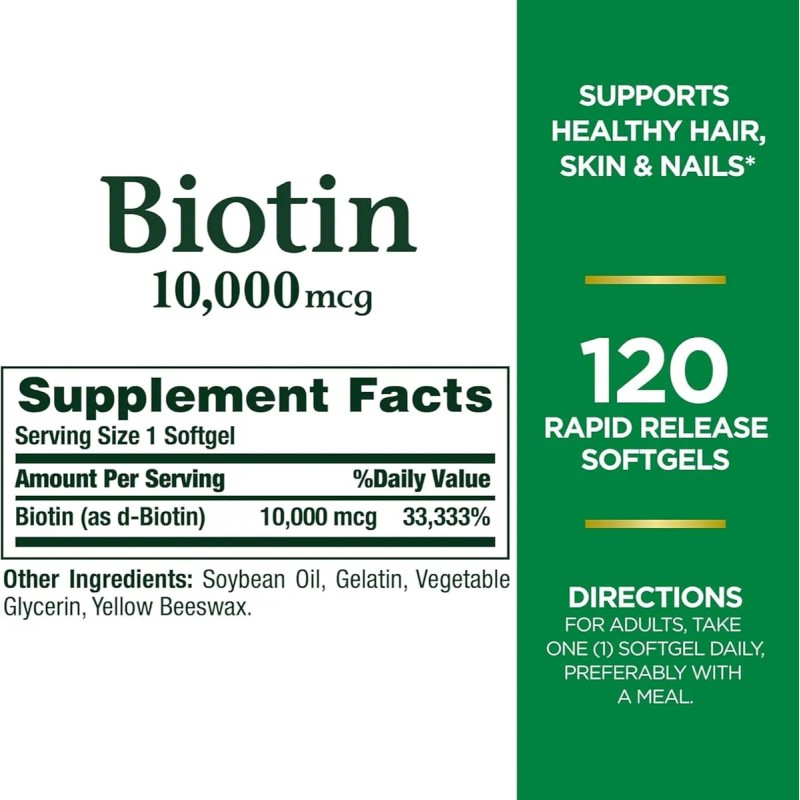 Biotina 10,000 Mcg - Salud Cabello, Piel, Uñas Y Energía
