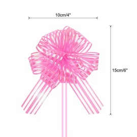 sourcing map 15pcs 4 Inch Organza Large Pull Bow Metallic Gift Wrapping Bows Ribbon Chiffon Yarn Pink for Wedding Baskets Presents Christmas Valentine's Day