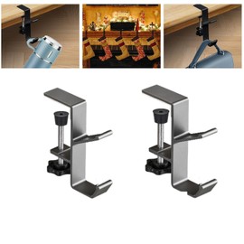 Christmas Stockings Holder Hanger,Metal Hooks for Hanging Christmas Stockings,Stocking Holders for Mantle for Christmas Decorations (2 PCS Grey)