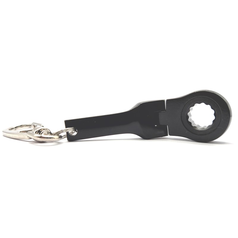 GT//Rotors 10mm Black Ratchet Wrench Keychain Key Ring (Black with