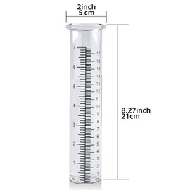 TBWHL 7" Capacity Rain Gauge Replacement Tube Glass, 8.27 Inches x 2 Inches Rain Gauge for Yard Garden Outdoor (2Pcs)