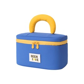 Lalamisi Travel Makeup Bag Cute Cosmetic Bag for Women Large Capacity Makeup Case Organizer Bag Toiletry Bag Portable Waterproof Make Up Bags with Handle and Divider, Blue