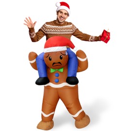 OurWarm Inflatable Christmas Costume Adult, Cute Gingerbread Man Costume Blow up Christmas Costumes for Women/Men, Convenient Gingerbread Inflatable Costumes for Xmas Cosplay Party