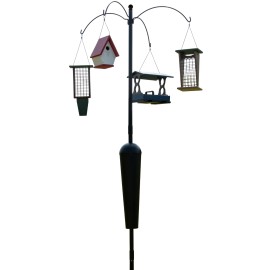 Squirrel Stopper Sequoia Squirrel Proof Bird Feeder Pole System with 4 Hanging