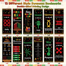 Haooryx Happy Kwanzaa Bookmarks - 120Pcs African Traditional Heritage Kwanzaa Festival Bookmark Kwanzaa Book Marks for Home Kwanzaa Holiday Party Celebrates Decoration Classroom Inspirational Supplies
