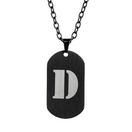 LUCKMAN Collar Hombre de Inicial Letra, Cadena con Dije, Acero Inoxidable Color Negro y Plata – Joyería y Accesorios para Hombre, Ideales como Regalos para Hombre Originales Cumpleaños y Regalos para Papá, Modelo Dylan