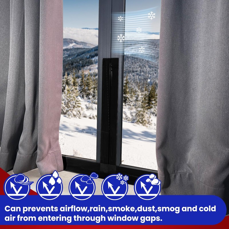 Birllaid Black Window Weather Sealing Tape, Window Insulation Air Conditioner
