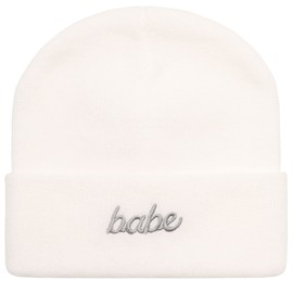 MIRMARU Winter Skull Beanie Soft Knitted Embroidered Folded Cuff Beanie Cap for Men & Women (Babe, Off White)