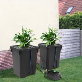 2PCS Hydroponics Grow System with Top Drip, 27L Deep Hydroponic Water Culture with 8W Air Pump for Grow Tent, Greenhouse, Garden, Balcony, Office