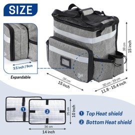 WISEPRO Food Delivery Backpack, Insulated Hot Pizza Bag Leakproof Waterproof Delivery Bag Pizza Delivery Backpack for Uber Eats, Doordash (Gray)