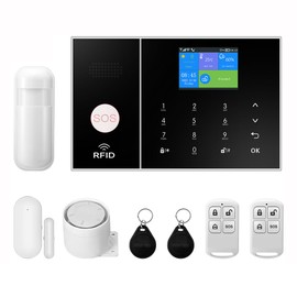 YBJ Wireless Home Alarm System, DIY WiFi Alarm System for Home Security with APP Alert, 8-Piece-Kit (Motion Detector, Door Sensors, Remote Control, Siren), Compatible with Alexa and Google Assistant
