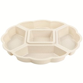 Engelland Serving Platter Snack Bowl, Plastic, Appetizer Divider, 5 Compartments, Beige, 33 cm