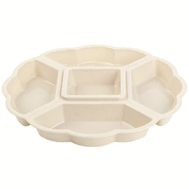 Engelland Serving Platter Snack Bowl, Plastic, Appetizer Divider, 5 Compartments, Beige, 33 cm