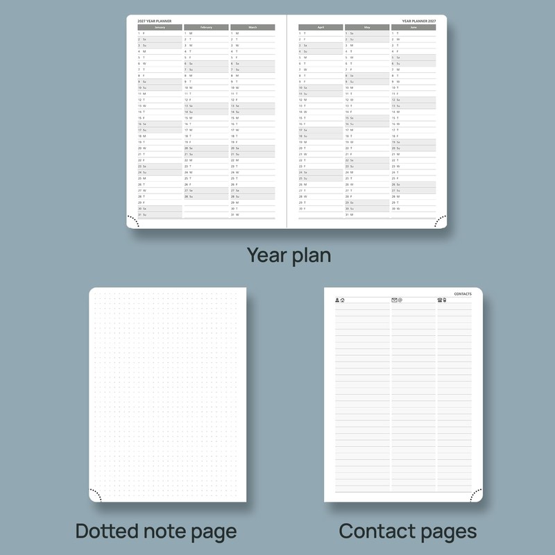POPRUN Diary A5 Week to View 2026 PU Leather Soft