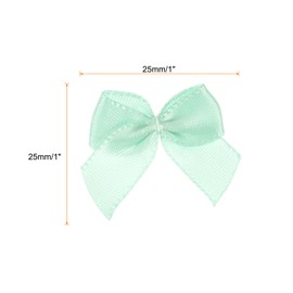 MECCANIXITY 80Pcs Mini Ribbon Bow 1" Mini Fabric Satin Ribbon Flower Bows for Craft DIY Wedding Birthday Party Green