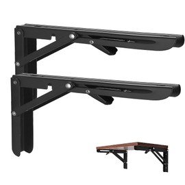 Vebetter Folding Console 450 mm, Pack of 2 Folding Console Heavy Duty Stainless Steel Folding Table Wall, Folding Shelf Brackets, Load Capacity 100 kg, for Space-Saving Home, Kitchen, Office, Folding