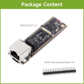 Waveshare ESP32-S3 ETH Development Board (2PCS), 10/100Mbps RJ45 Ethernet Port, Wi-Fi & BT Support, 240MHz Dual Core Processor, Onboard Type-C Port and TF Card Slot, Board Only
