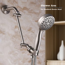 Shower Arm Extender, Adjustable Shower Arm for Shower Head, 10 Inch Universal Shower Extension Arm (Brushed Nickel, 10 Inch)