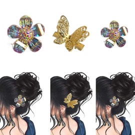 3 Pcs Colorful Floral Design Hair Clip For Women
