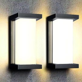 Wrasse Outdoor Sconce Lights 3000K Wall Light Fixtures 2000 Lumen Black Modern Exterior Sconces Wall Lighting for House Outside(2 Pack)