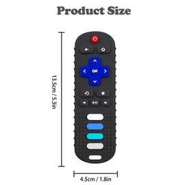 Silicone Baby Teething Toys, Teething Toys for Babies 0-18 Months,Remote Control Shape Teething Toys,BPA Free (Black)