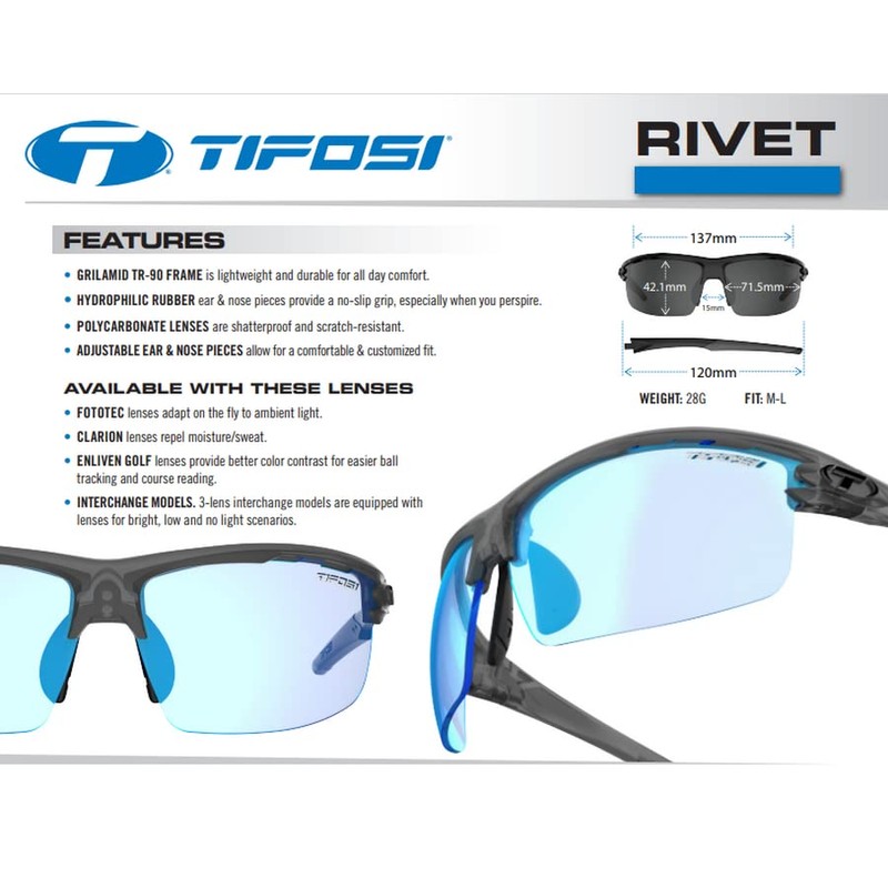 Tifosi Rivet Interchangeable Lens Sunglasses, BLACKOUT, NO SIZE