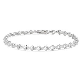 Hdiamonds 925-Sterling Silver Bracelet - White Diamonds, Heart Link Shape Bracelet for Women