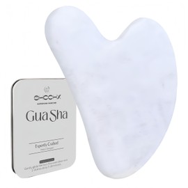 Gua Sha Face Massage Tool, Quartz Gua Sha Stone for Jaw Shaping & Swelling Reduction, Skin Care Gift (White)