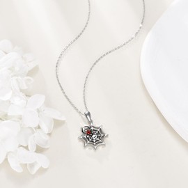 ONEFINITY Spider Necklace 925 Sterling Silver Spider Web Pendant Necklace Gothic Jewellery Spider Gift for Women, No Gemstone