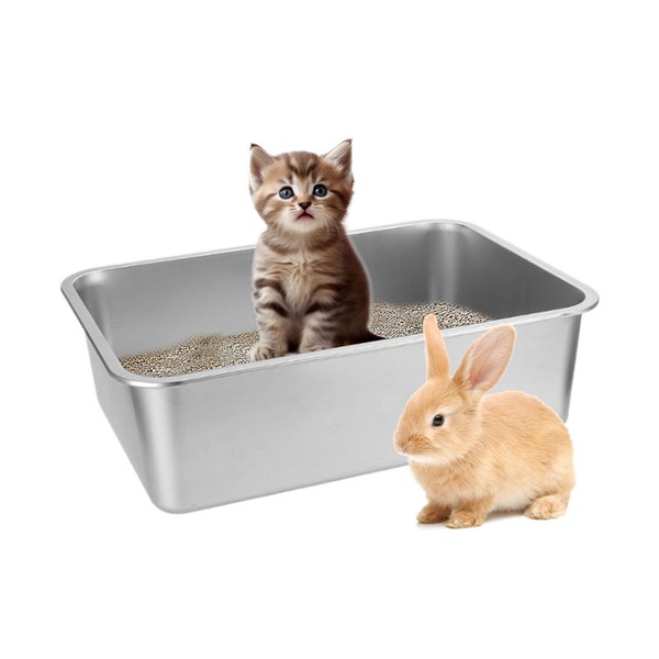 Small Stainless Steel Cat Litter Tray for Kittens, Metal Litter