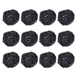 sourcing map 12 Pcs Wicker Rattan Balls Decorative Balls 1.2Inch for Vase Fillers,Wedding,Garden,Hallway Party,Black