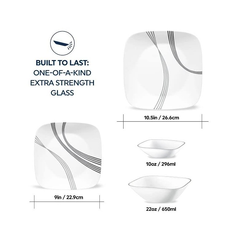 Corelle Urban Arc 16pc, Service for 4, Dinnerware Set, 8