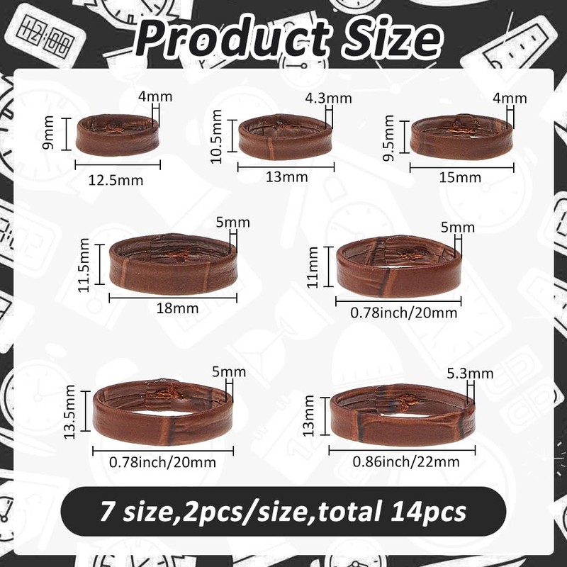 SUPERFINDINGS 14Pcs 7 Sizes Leather Watch Band Keeper Watch Band
