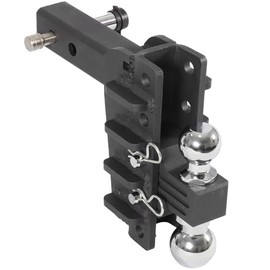 Adjustable Trailer Hitch - Drop Hitch, Fits 2.0-Inch Receiver, 8-Inch Drop/Rise,2" & 2-5/16" Ball Hitches for Trucks, 22,000 LBS GTW, Solid Ball Mount, Black