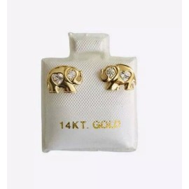 Alex and Elsa 14K Solid Gold Elephant Stud Earrings,7mm x 9mm 14k Real Gold- S382-4